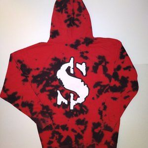 Sweater Adult XL Ju$t Ca$h Red and Black Hoodie Pullover Mens
